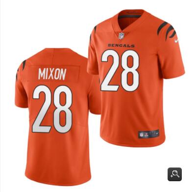 Men Cincinnati Bengals #28 Joe Mixon 2021 Orange Vapor Limited Stitched NFL Jersey