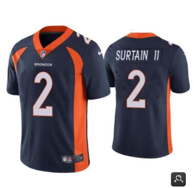 Men Denver Broncos #2 Patrick Surtain II 2021 NFL Draft Black Vapor Untouchable Limited Stitched Jer