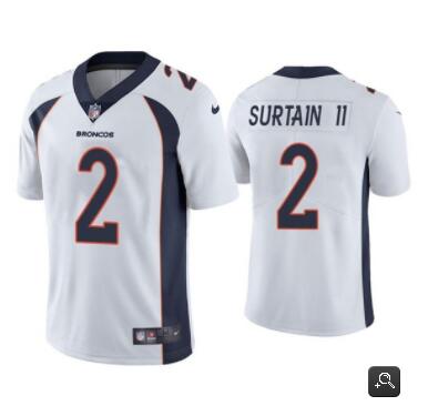 Men Denver Broncos #2 Patrick Surtain II 2021 NFL Draft White Vapor Untouchable Limited Stitched Jer