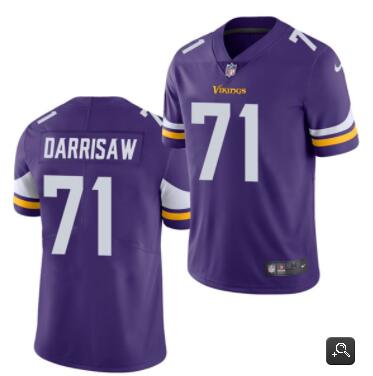 Men Minnesota Vikings #71 Christian Darrisaw Purple 2021 Vapor Untouchable Limited Stitched NFL Jers