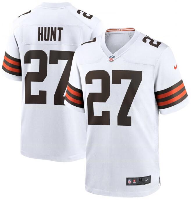 Men Cleveland Browns Kareem Hunt 27 White Brown 2021 Draft Jersey