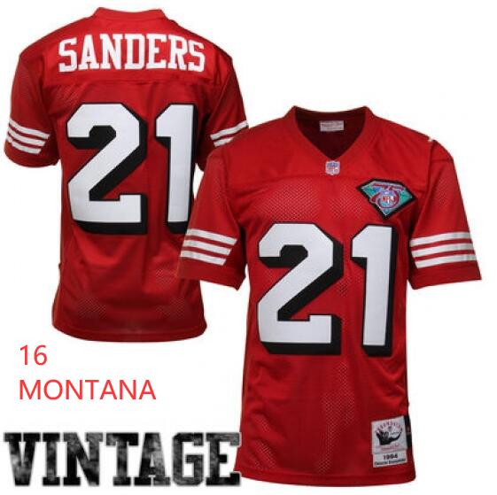 Men Sanfrancisco 49ers 16 Montana Red Throwback Jersey