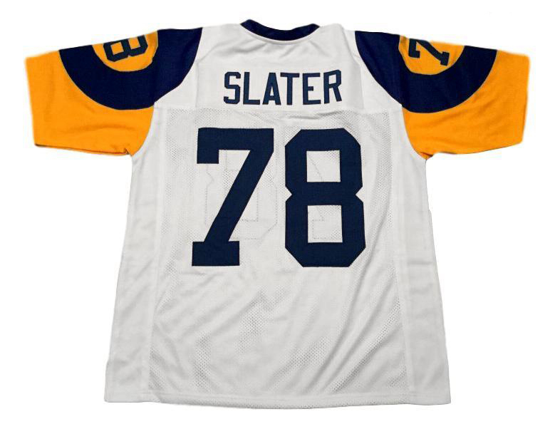 Men Nike Los Angeles Rams Jackie Slater CUSTOM STITCHED Unsigned Football Jersey White