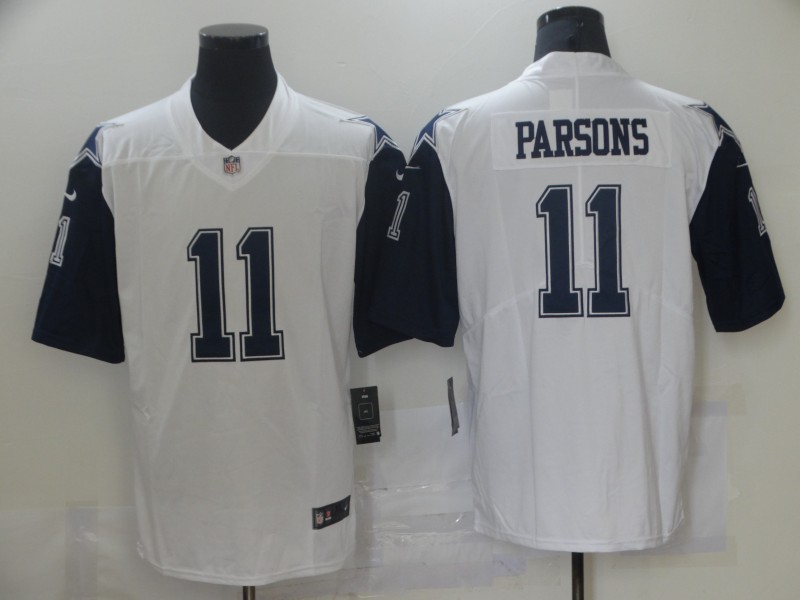 Men Dallas Cowboys Micah Parsons 11 Nike White 2021 Throwback Limited Jersey