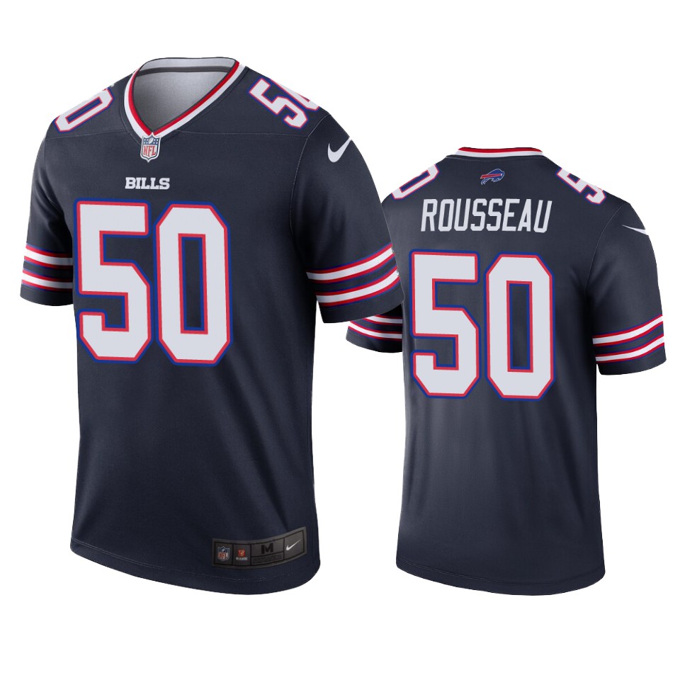 Men Nike Buffalo Bills Gregory Rousseau 50 Navy Inverted Legend Jersey