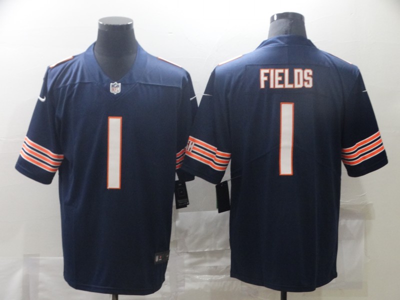 Men Nike Chicago Bears Justin Fields 1 Navy Vapor Limited Jersey