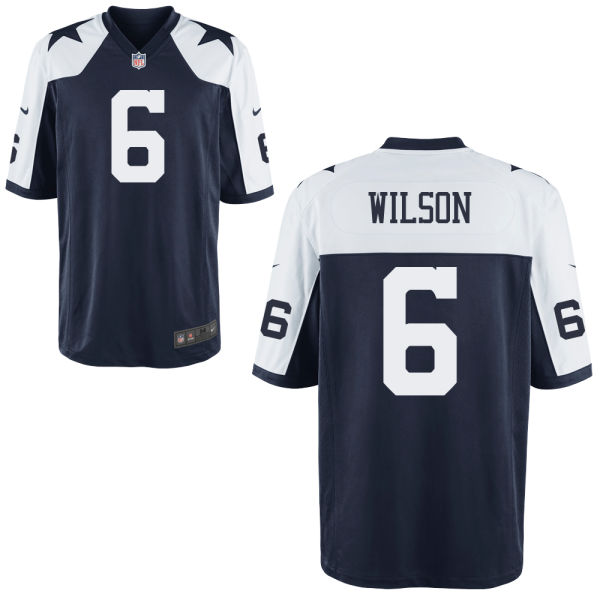 Men Nike Dallas Cowboys Wilson 6 Blue Thanksgivens Vapor Limited NFL Jersey