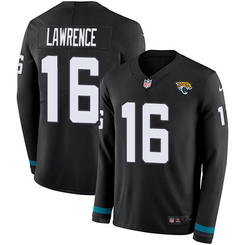 Nike Jacksonville Jaguars 16 Trevor Lawrence Black Team Color Men Stitched NFL Limited Therma Long S