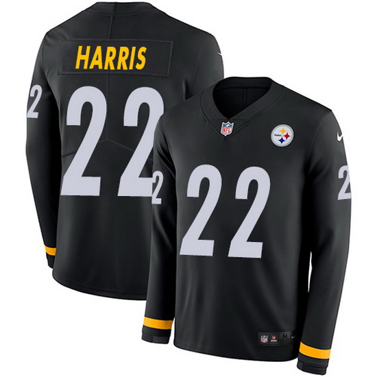 Nike Pittsburgh Steelers 22 Najee Harris Black Team Color Men Stitched NFL Limited Therma Long Sleev