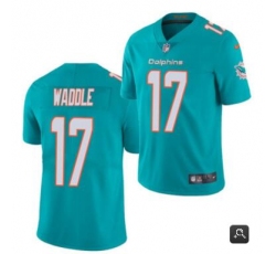 Men Miami Dolphins 17 Jaylen Waddle Aqua 2021 Vapor Untouchable Limited Stitched NFL Jersey