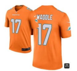 Men Miami Dolphins 17 Jaylen Waddle Orange 2021 Vapor Untouchable Limited Stitched NFL Jersey