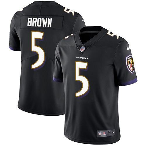 Nike Baltimore Ravens 5 Marquise Brown Black Alternate Men Stitched NFL Vapor Untouchable Limited Je