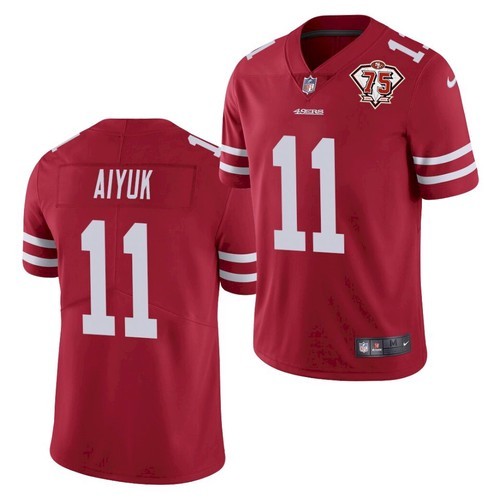 Nike San Francisco 49ers 11 Brandon Aiyuk Red 75th Anniversary Vapor Untouchable Limited Jersey