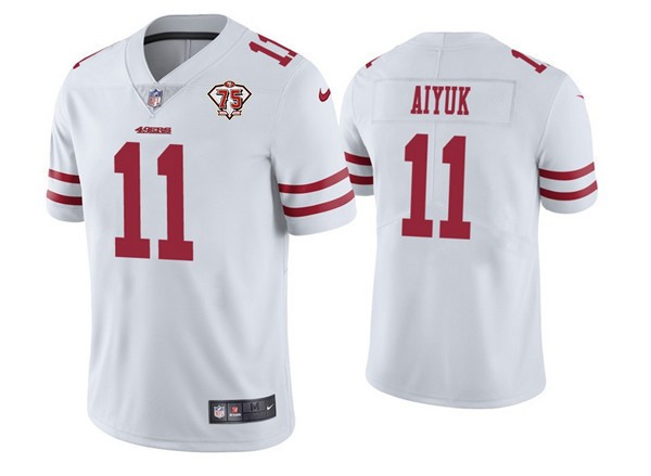 Nike San Francisco 49ers 11 Brandon Aiyuk White 75th Anniversary Vapor Untouchable Limited Jersey