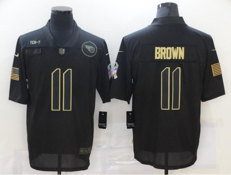 Men's Tennessee Titans #11 A.J. Brown 2020 Black Salute To Service Limited Stitched Jersey