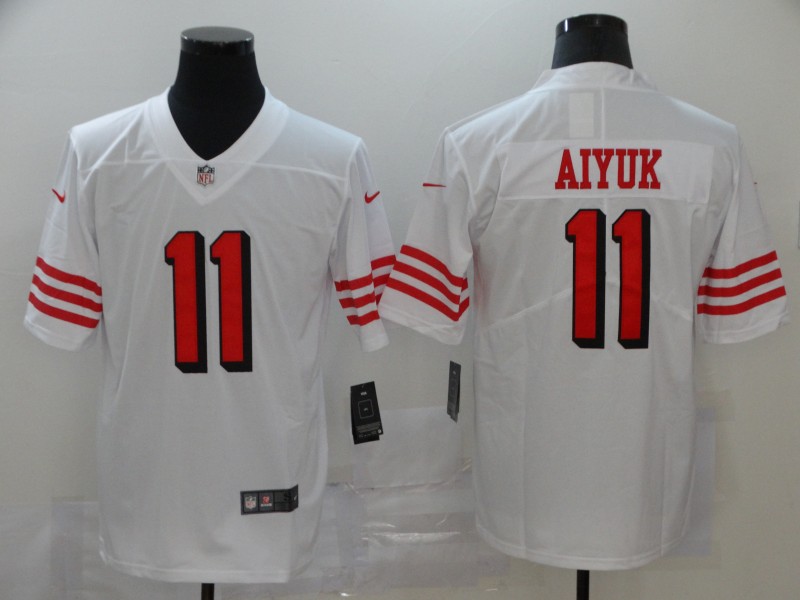 Men's San Francisco 49ers Brandon Aiyuk 11 White Nike Scarlet Player Limited Jersey