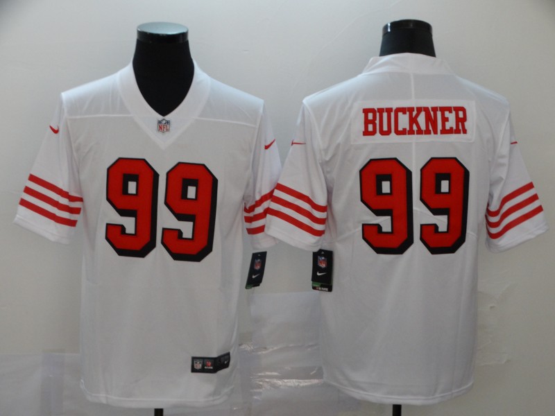 Men's San Francisco 49ers DeForest Buckner 99 White Nike Scarlet Player Limited Jersey