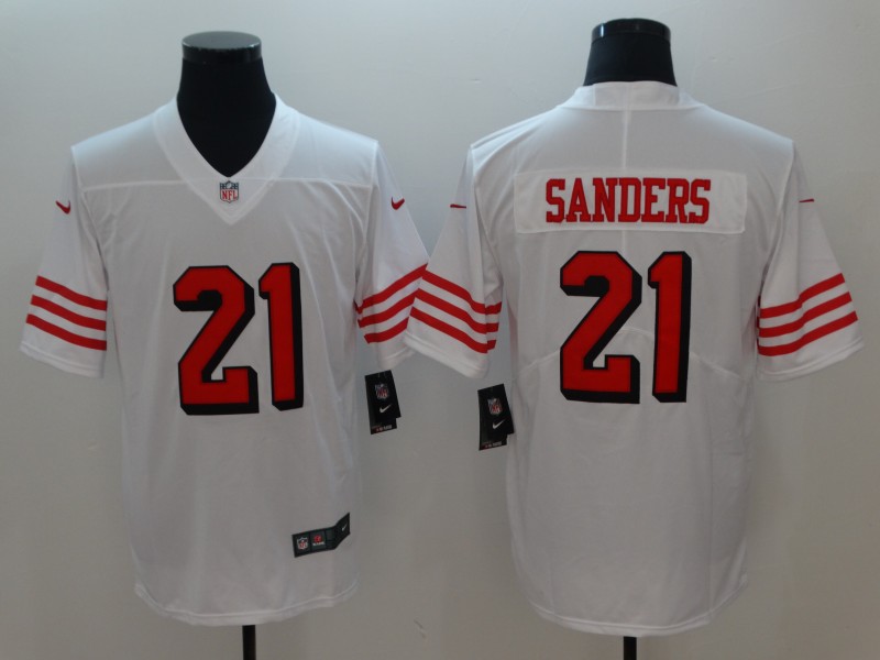 Men's San Francisco 49ers Deion Sanders 21 White Nike Scarlet Player Limited Jersey