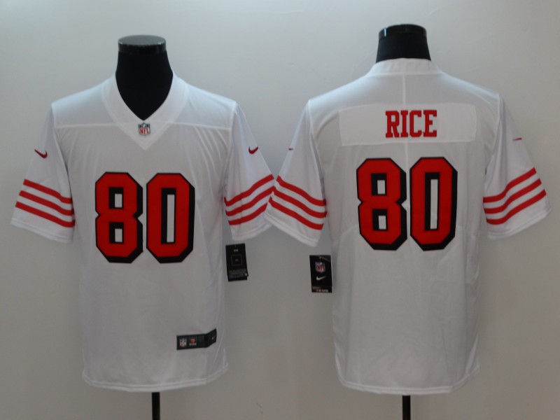 Men's San Francisco 49ers Jerry Rice 80 White Nike Scarlet Player Limited Jersey