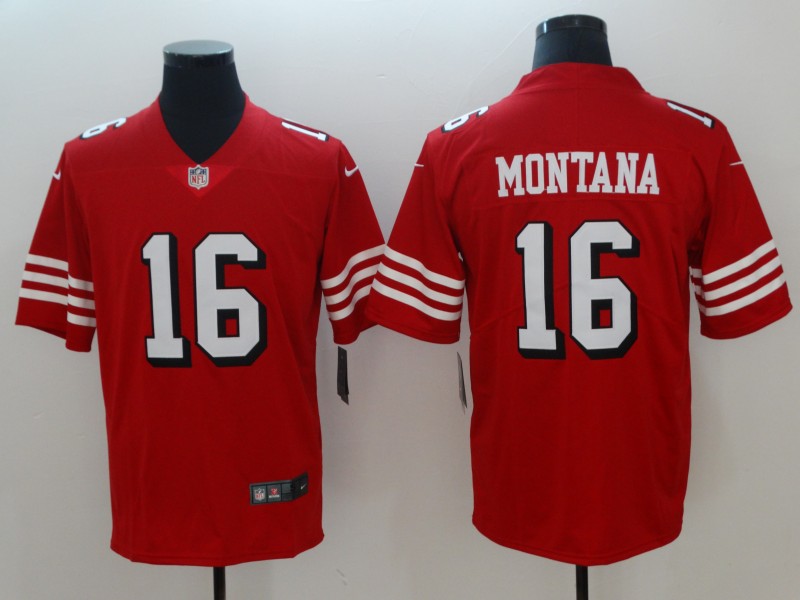 Men's San Francisco 49ers Joe Montana 16 Red Nike Scarlet Player Limited Jersey