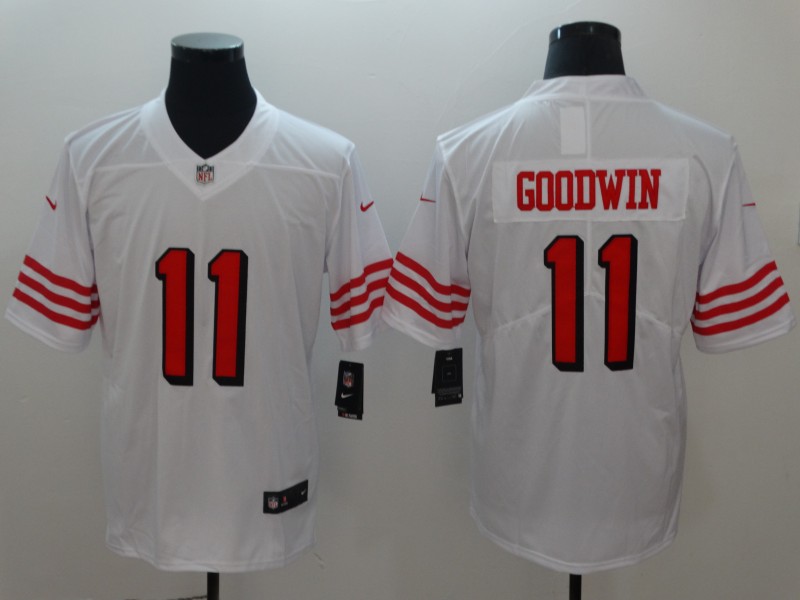 Men's San Francisco 49ers Marquise Goodwin 11 White Nike Scarlet Player Limited Jersey