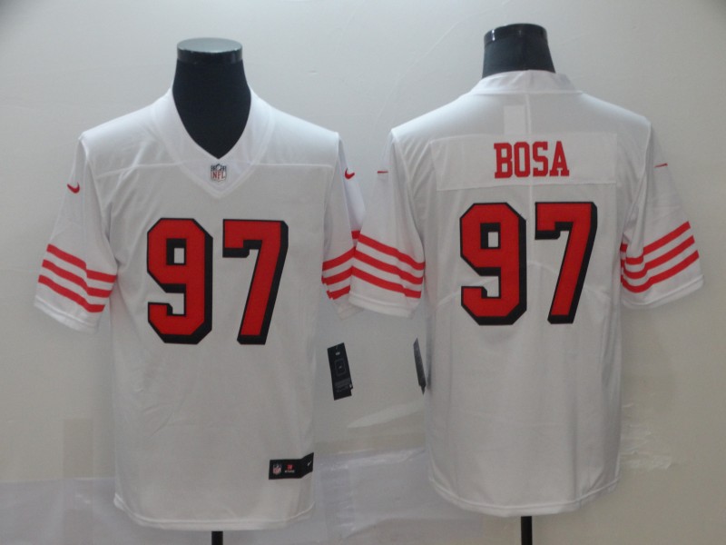 Men's San Francisco 49ers Nick Bosa 97 White Nike Scarlet Player Limited Jersey