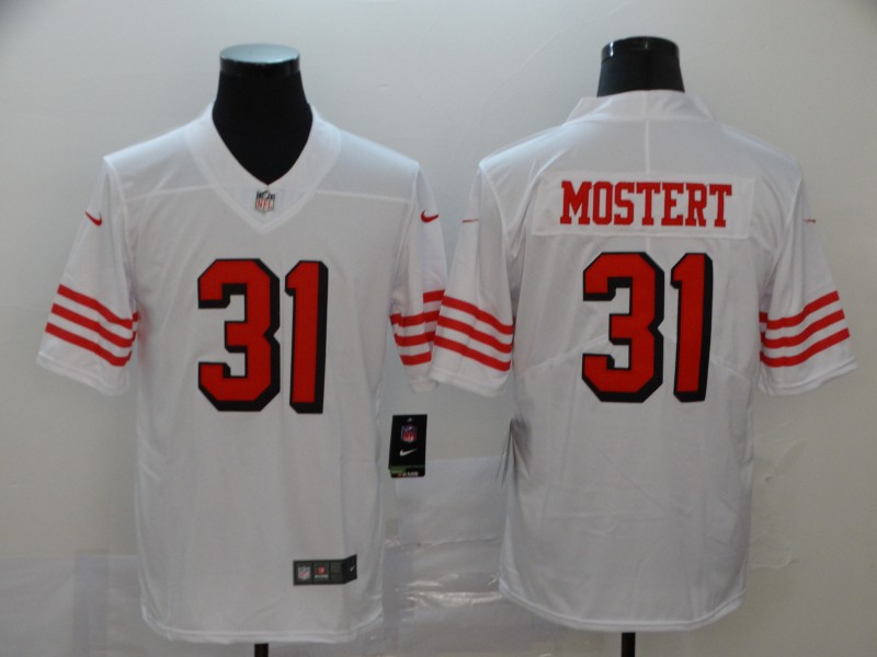 Men's San Francisco 49ers Raheem Mostert 31 White Nike Scarlet Player Limited Jersey