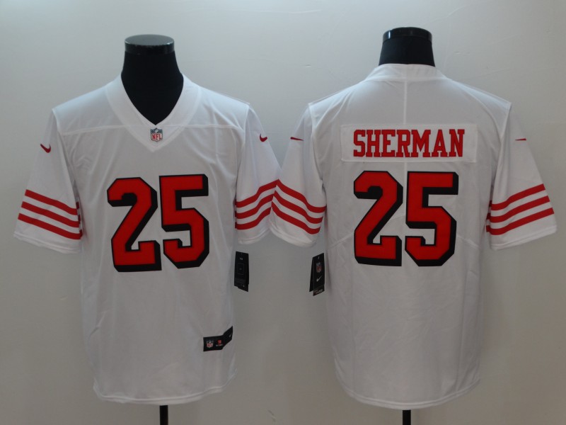 Men's San Francisco 49ers Richard Sherman 25 White Nike Scarlet Player Limited Jersey