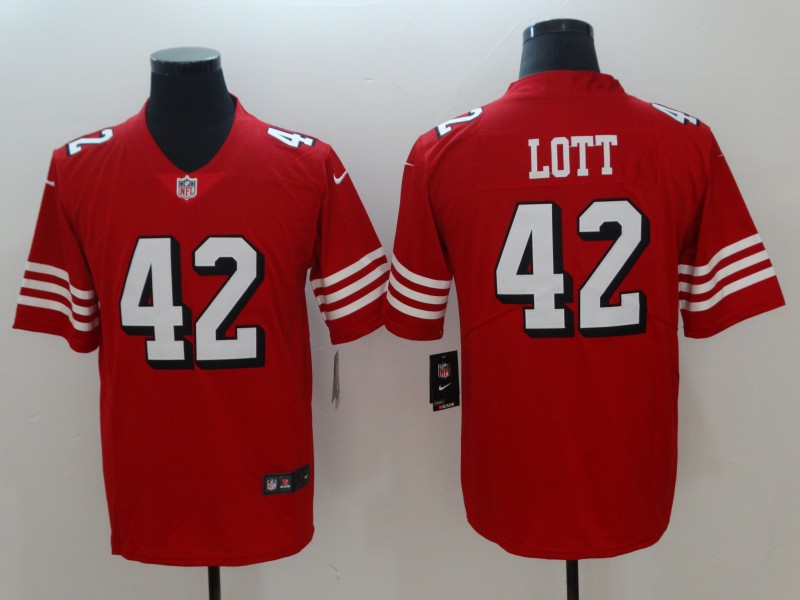 Men's San Francisco 49ers Ronnie Lott 42 Red Nike Scarlet Player Limited Jersey