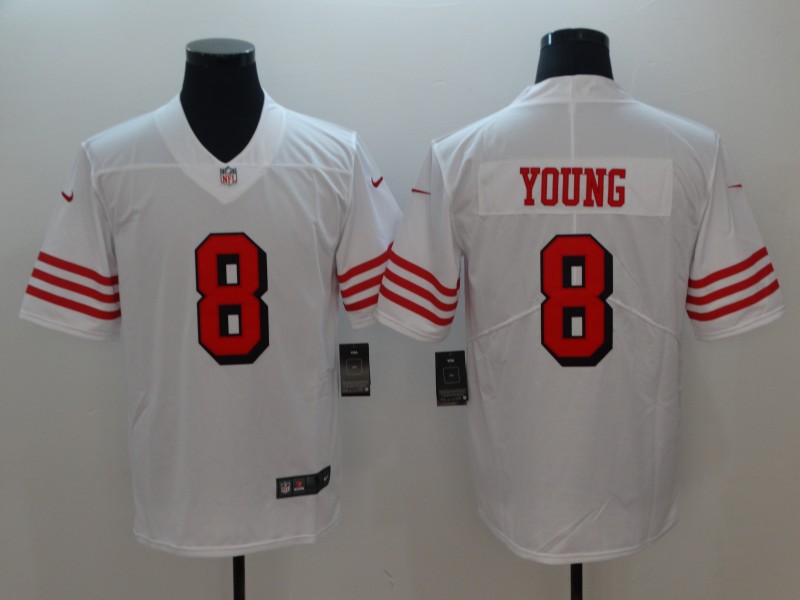 Men's San Francisco 49ers Steve Young 8 White Nike Scarlet Player Limited Jersey