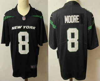 Men New York Jets 8 Elijah Moore Black 2021 Vapor Untouchable Stitched NFL Nike Limited Jersey