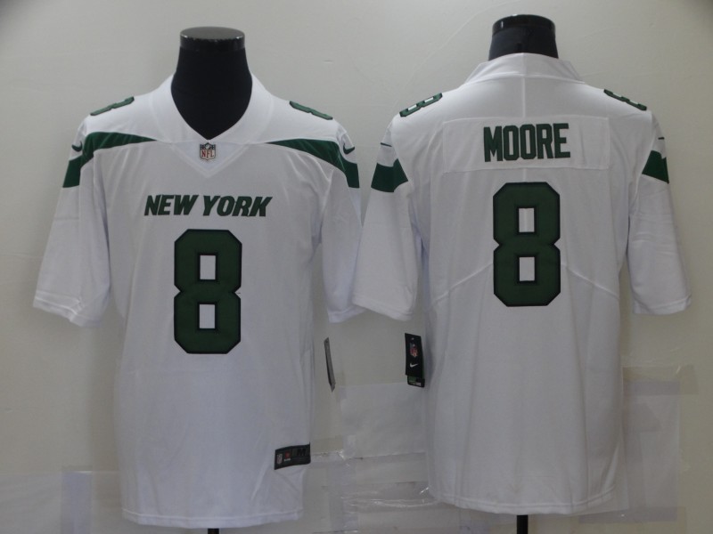 Men New York Jets 8 Elijah Moore Nike Gotham White 2021 Vapor Untouchable Jersey