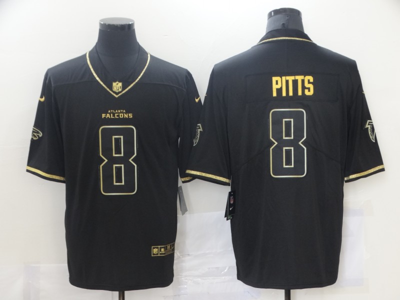 Nike Atlanta Falcons 8 Kyle Pitts Black Gold Vapor Untouchable Limited Jersey