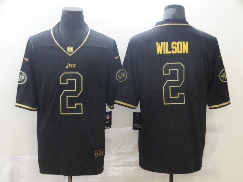 Nike New York Jets 2 Zach Wilson Black Gold Vapor Untouchable Limited Jersey