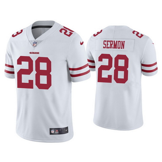 Men San Francisco 49ers 28 Trey Sermon White Jersey Vapor Limited Jersey