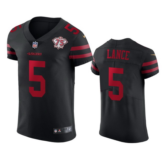 Nike San Francisco 49ers 5 Trey Lance Black Alternate Men 75th Anniversary Stitched NFL Vapor Untouc