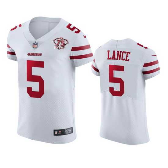 Nike San Francisco 49ers 5 Trey Lance White Men 75th Anniversary Stitched NFL Vapor Untouchable Elit