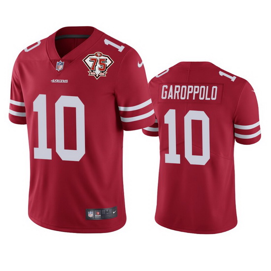 Nike San Francisco 49ers 10 Jimmy Garoppolo Red Men 75th Anniversary Stitched NFL Vapor Untouchable 