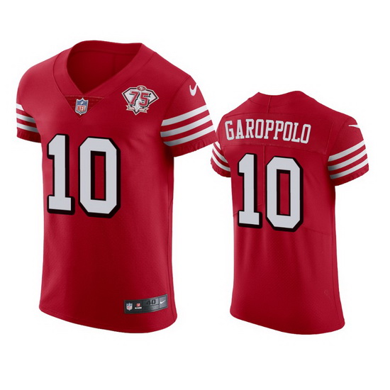 Nike San Francisco 49ers 10 Jimmy Garoppolo Red Rush Men 75th Anniversary Stitched NFL Vapor Untouch