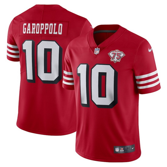 Nike San Francisco 49ers 10 Jimmy Garoppolo Red Rush Men 75th Anniversary Stitched NFL Vapor Untouch