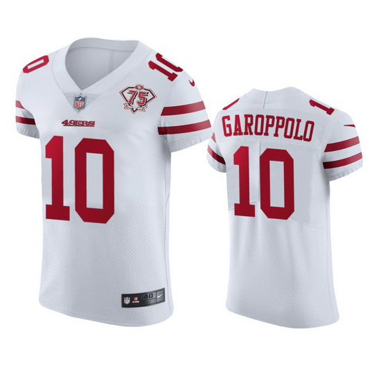 Nike San Francisco 49ers 10 Jimmy Garoppolo White Men 75th Anniversary Stitched NFL Vapor Untouchabl