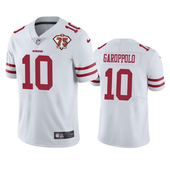 Nike San Francisco 49ers 10 Jimmy Garoppolo White Men 75th Anniversary Stitched NFL Vapor Untouchabl