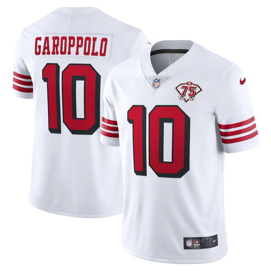 Nike San Francisco 49ers 10 Jimmy Garoppolo White Rush Men 75th Anniversary Stitched NFL Vapor Untou