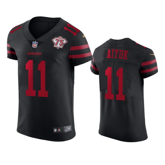 Nike San Francisco 49ers 11 Brandon Aiyuk Black Alternate Men 75th Anniversary Stitched NFL Vapor Un