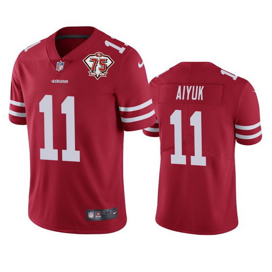 Nike San Francisco 49ers 11 Brandon Aiyuk Red Men 75th Anniversary Stitched NFL Vapor Untouchable Li