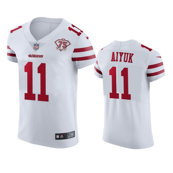 Nike San Francisco 49ers 11 Brandon Aiyuk White Men 75th Anniversary Stitched NFL Vapor Untouchable 