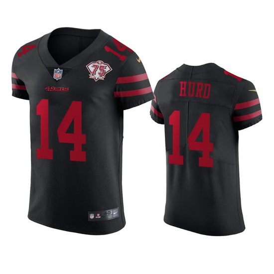 Nike San Francisco 49ers 14 Jalen Hurd Black Alternate Men 75th Anniversary Stitched NFL Vapor Untou