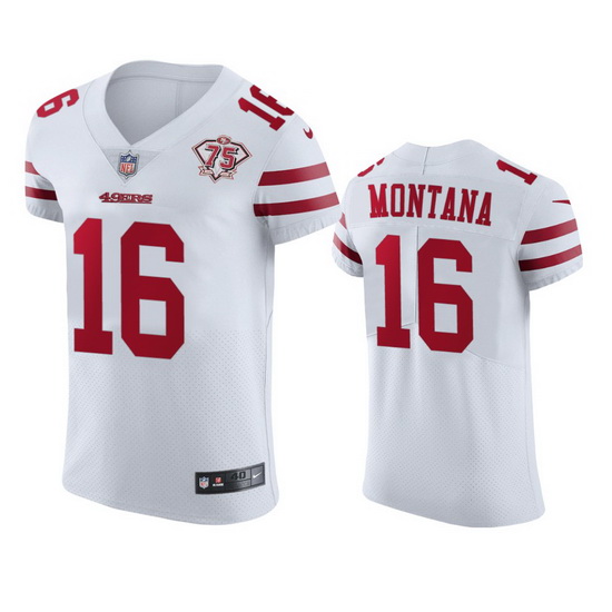 Nike San Francisco 49ers 16 Joe Montana White Men 75th Anniversary Stitched NFL Vapor Untouchable El