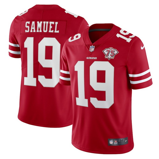 Nike San Francisco 49ers 19 Deebo Samuel Red Men 75th Anniversary Stitched NFL Vapor Untouchable Lim