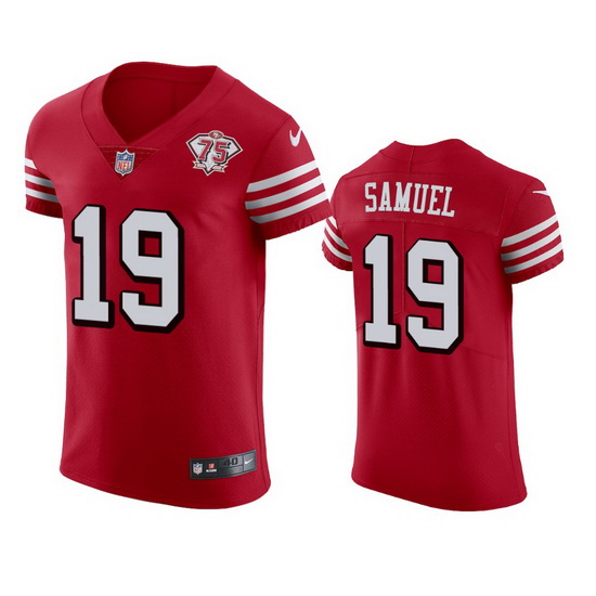 Nike San Francisco 49ers 19 Deebo Samuel Red Rush Men 75th Anniversary Stitched NFL Vapor Untouchabl